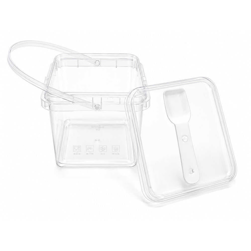 2603-55 CL103 Heavy Plastic Dessert Bucket Container with Handle, Spoon & Lid – Pack of 10