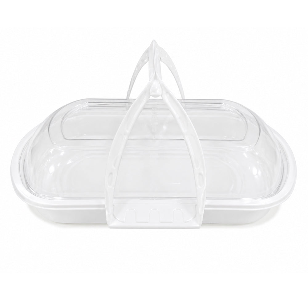 2603-47 CL096 Plastic Dessert Container with Handle & Dome Lid – 26 × 17.5 × 6 cm | Pack of 10