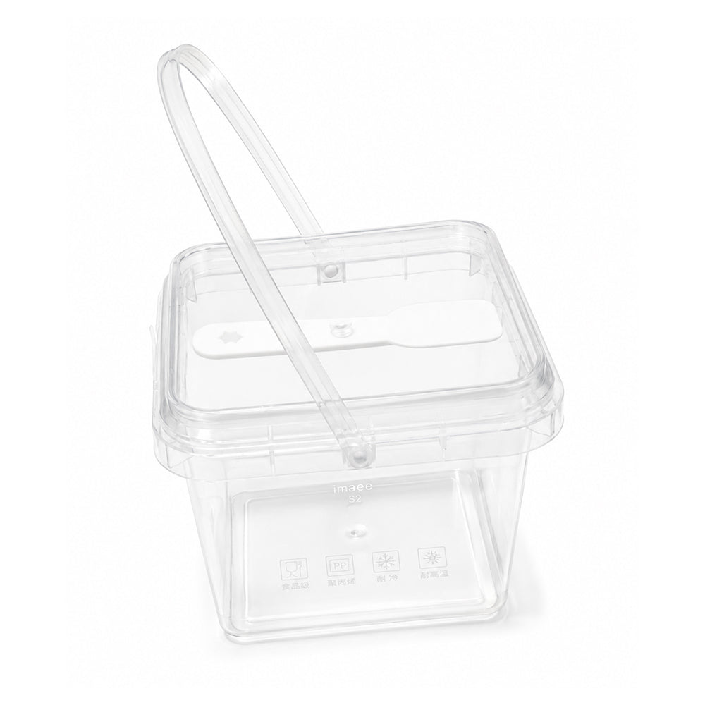 2603-55 CL103 Heavy Plastic Dessert Bucket Container with Handle, Spoon & Lid – Pack of 10