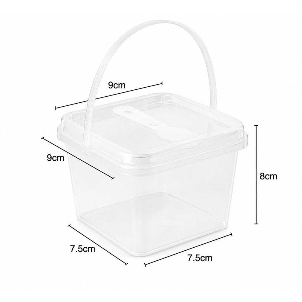 2603-55 CL103 Heavy Plastic Dessert Bucket Container with Handle, Spoon & Lid – Pack of 10