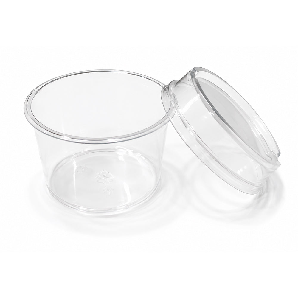 2603-50 CL099 250ML Clear Round Plastic Container with Lid – Pack of 10