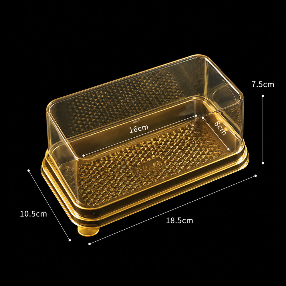 2603-46 CL095 Premium Gold Rectangular Dessert Container with Lid – Pack of 10