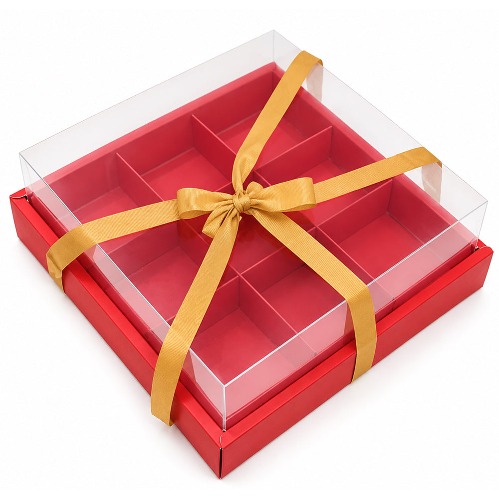 CB050 9 Cavity Dessert Box with Transparent Lid & DIY Divider Inserts