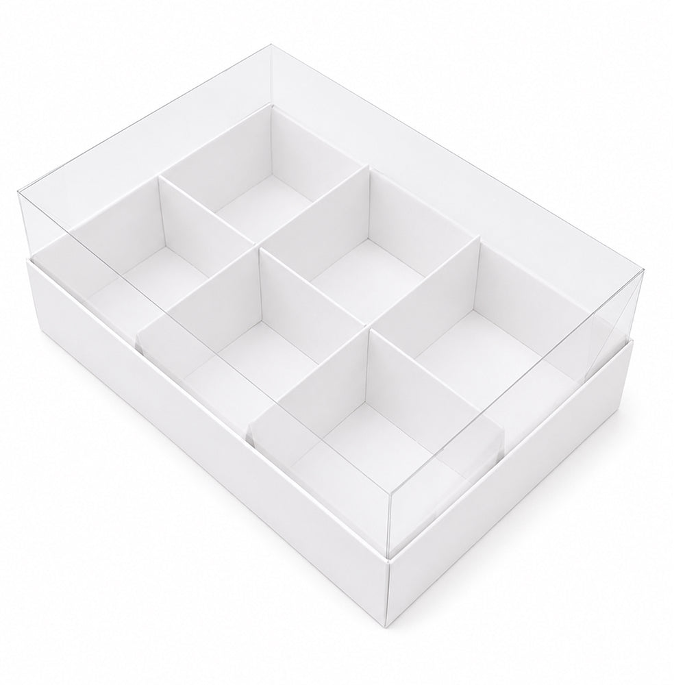 2603-30 CB043 6 Cavity Window Dessert Box with Separate DIY Partition Insert Pack of 1