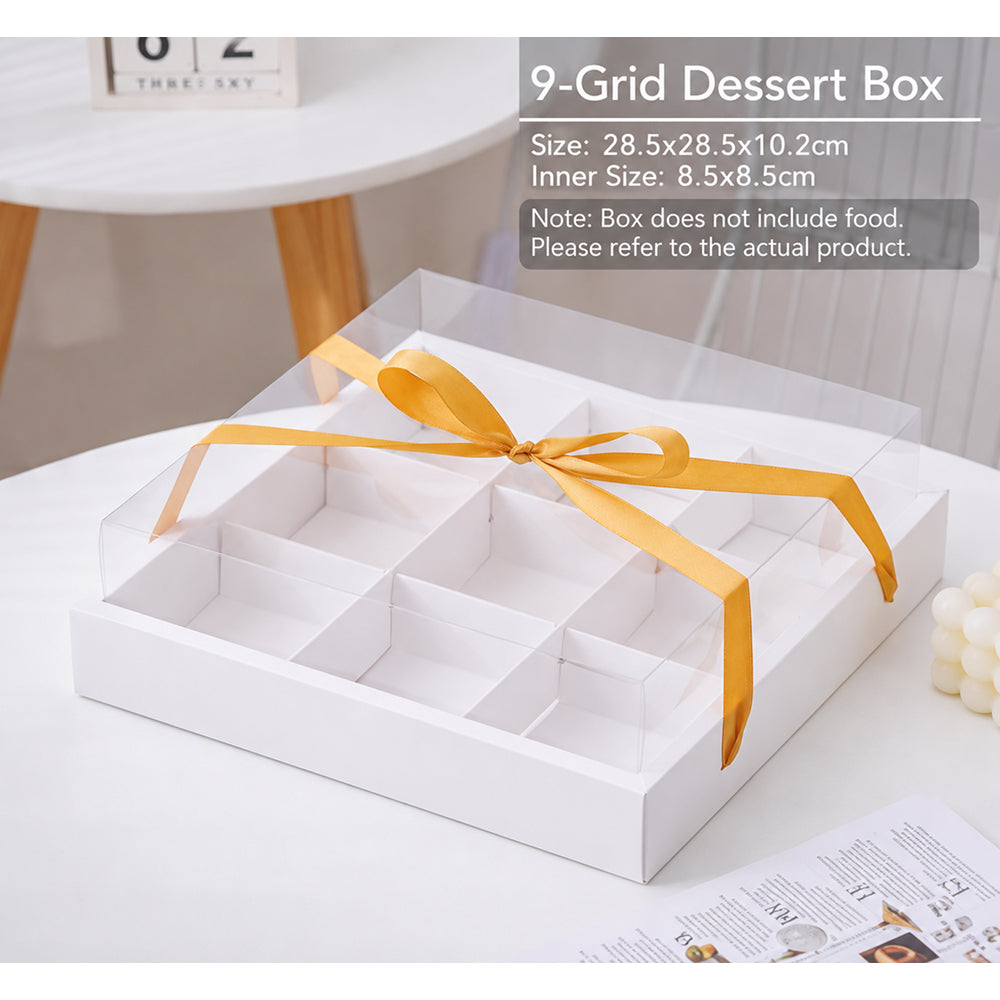 CB050 9 Cavity Dessert Box with Transparent Lid & DIY Divider Inserts
