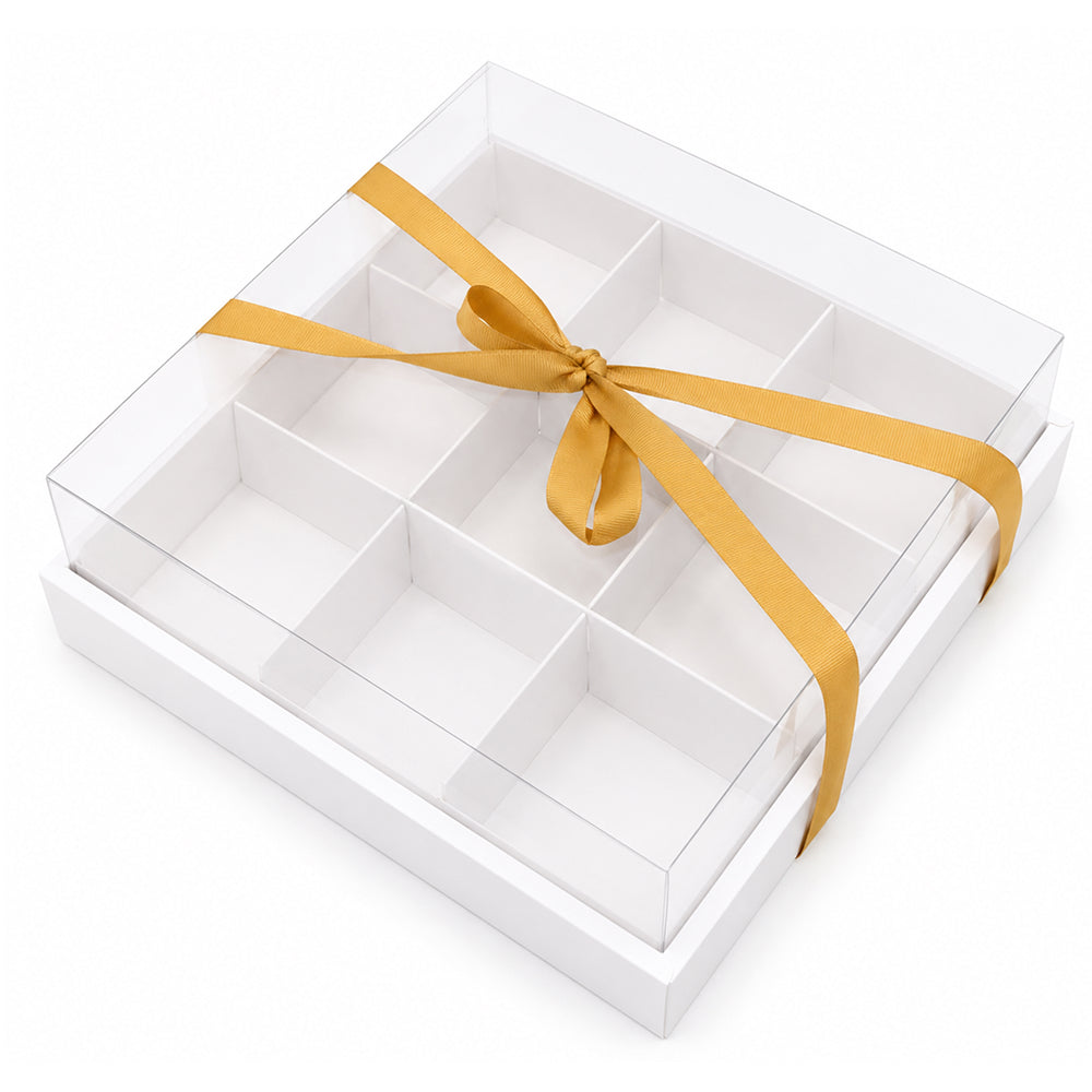 CB050 9 Cavity Dessert Box with Transparent Lid & DIY Divider Inserts