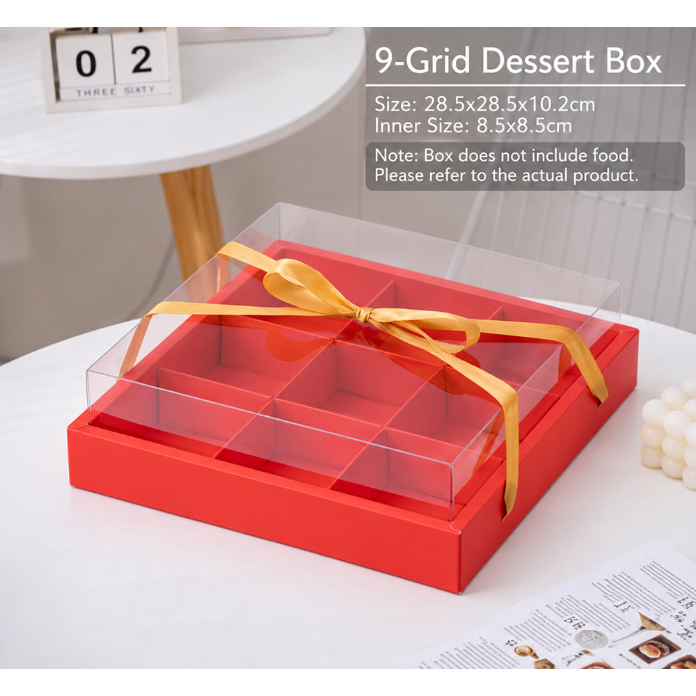 CB050 9 Cavity Dessert Box with Transparent Lid & DIY Divider Inserts