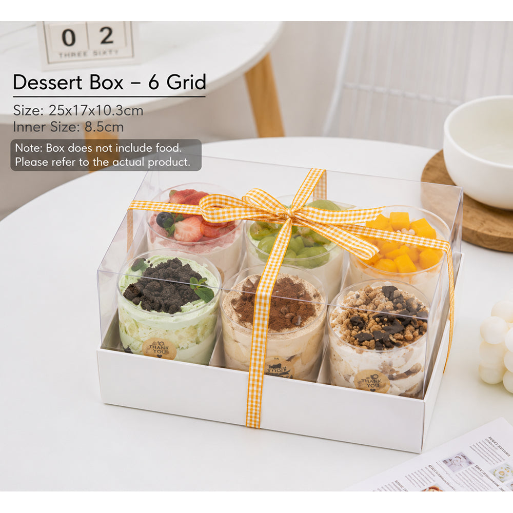 2603-30 CB043 6 Cavity Window Dessert Box with Separate DIY Partition Insert Pack of 1