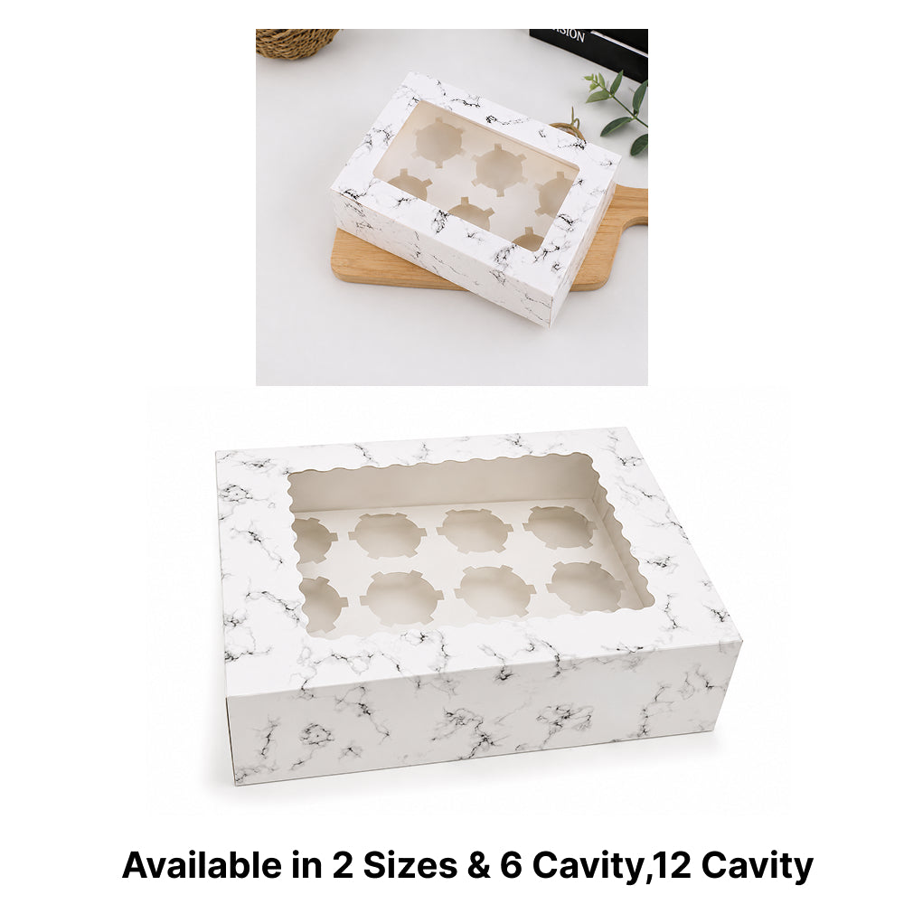 CB048 Dessert Packaging Box with Window & Separate Cavity Insert | 6 Cavity / 12 Cavity Pack of 1