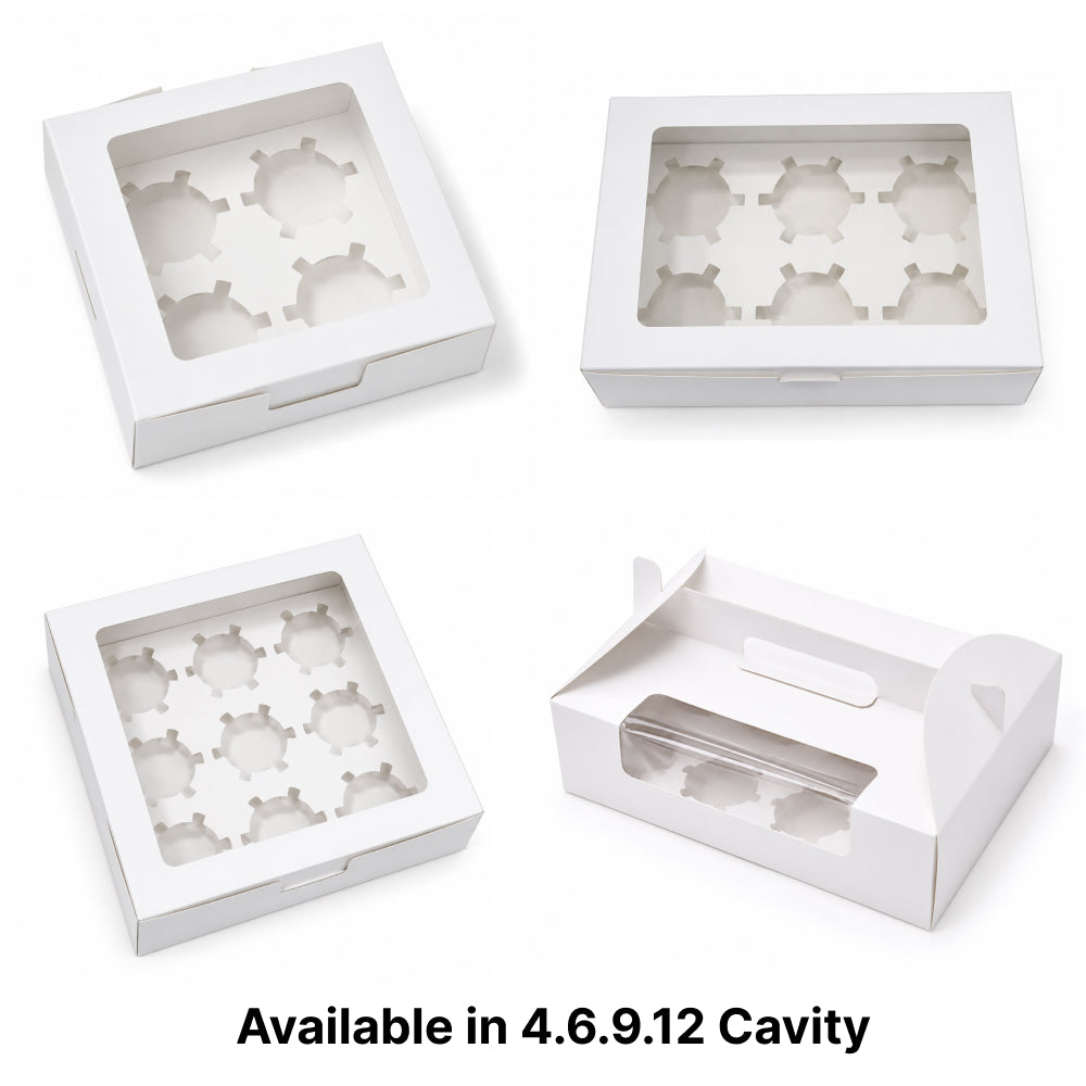 CB044 Window Dessert Box with Separate DIY Cavity Insert | 4,6,9 & 12 Cavity Options