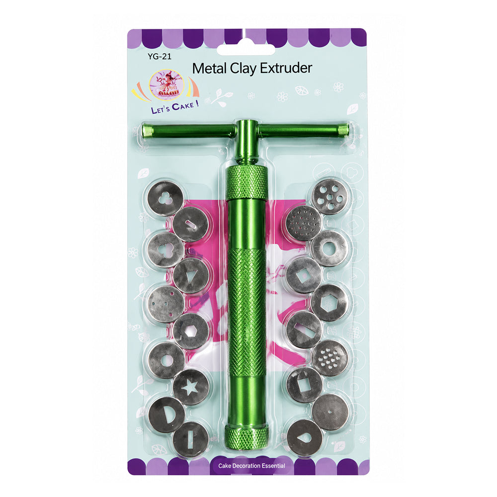 BT306 Metal Fondant & Clay Extruder Gun Set with 20 Interchangeable Discs | Cake Decorating Tool