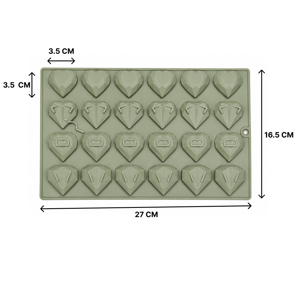 CM281 Geometric Heart Silicone Mold | 24 Cavity Heart Chocolate & Candy Mold
