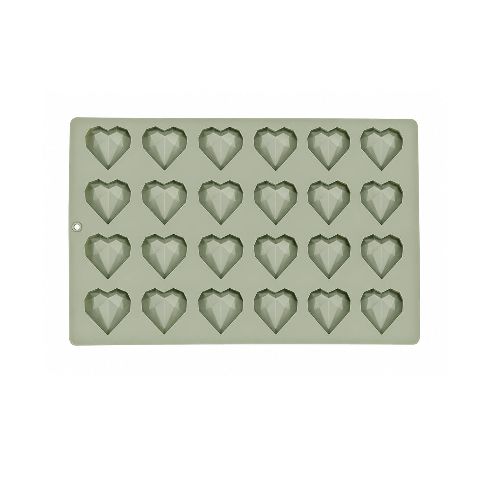 CM281 Geometric Heart Silicone Mold | 24 Cavity Heart Chocolate & Candy Mold