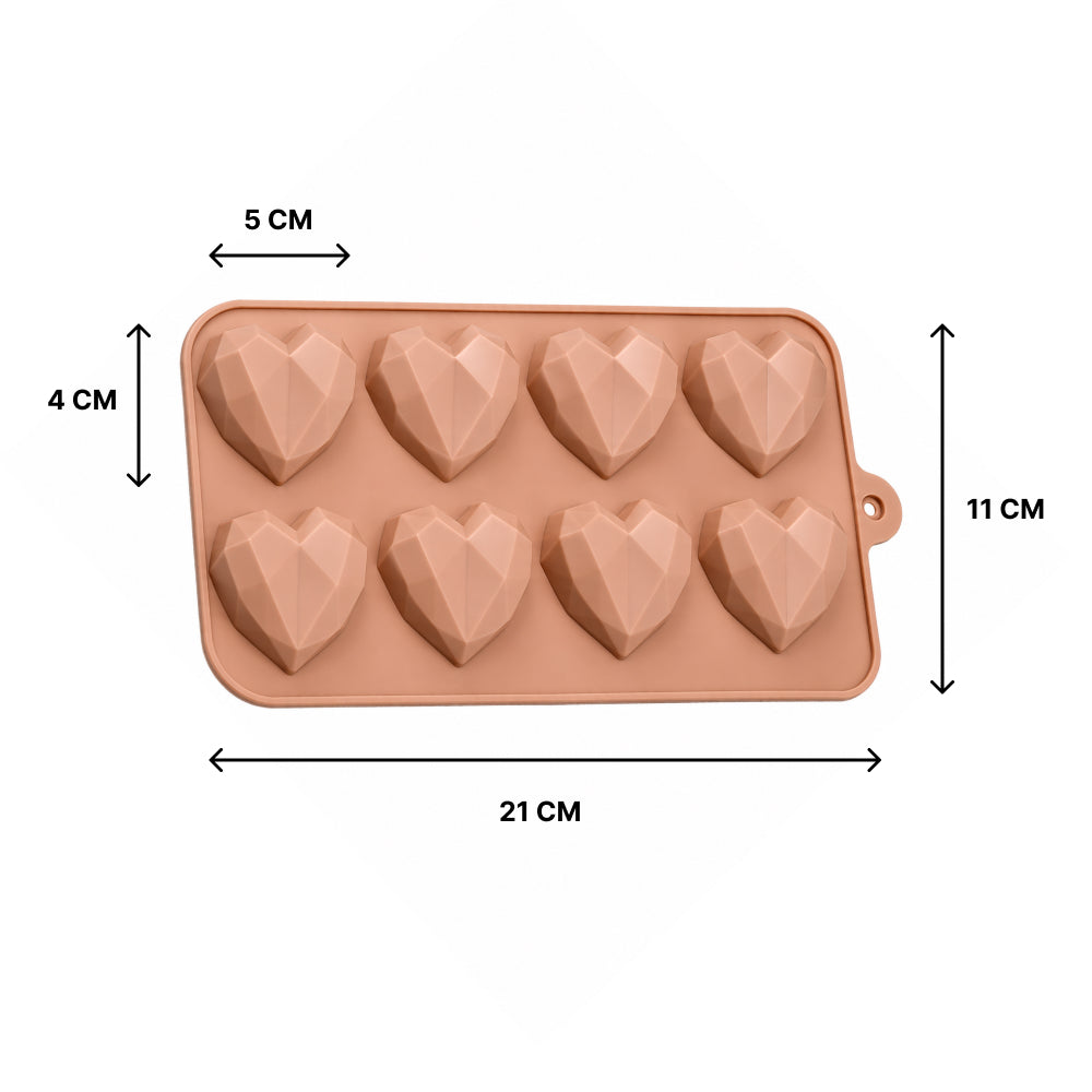 CM264 8-Cavity Geometric Heart Silicone Chocolate Mold | Food Grade Non-Stick Chocolate Mould