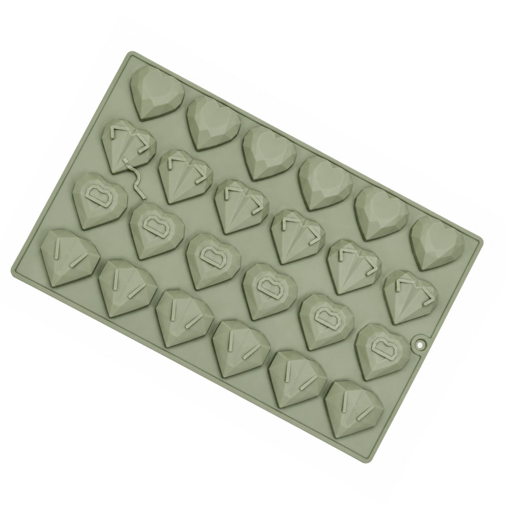CM281 Geometric Heart Silicone Mold | 24 Cavity Heart Chocolate & Candy Mold