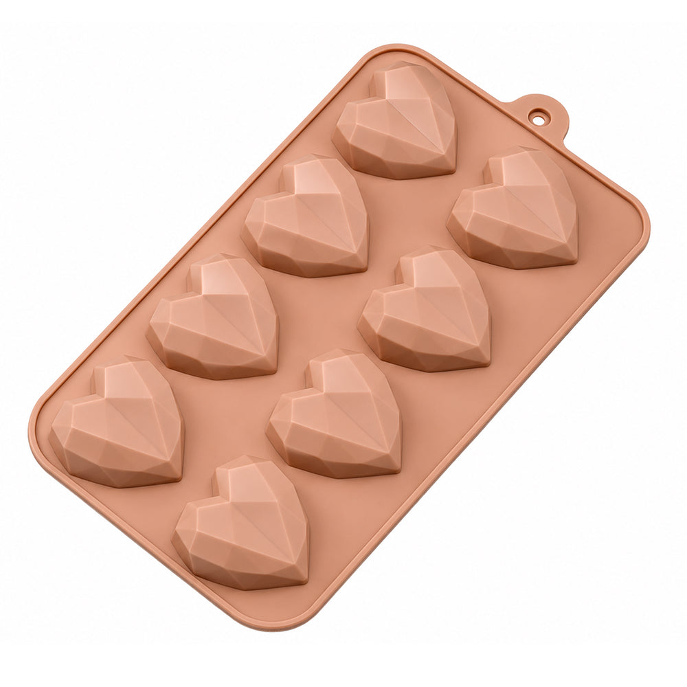 CM264 8-Cavity Geometric Heart Silicone Chocolate Mold | Food Grade Non-Stick Chocolate Mould