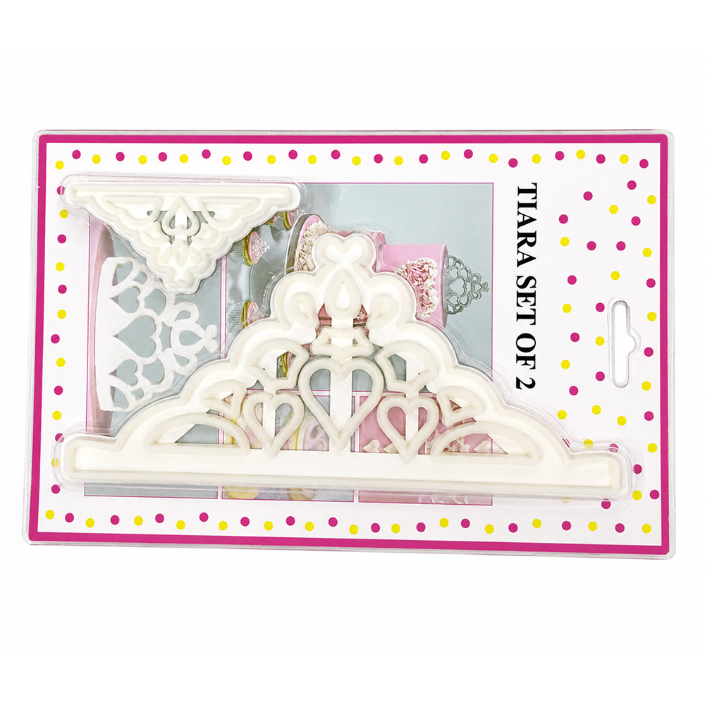 2 in 1 Tiara Set Fondant & Cookie Cutter – Elegant Cake Decorations CT124