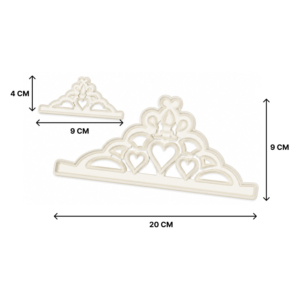 2 in 1 Tiara Set Fondant & Cookie Cutter – Elegant Cake Decorations CT124