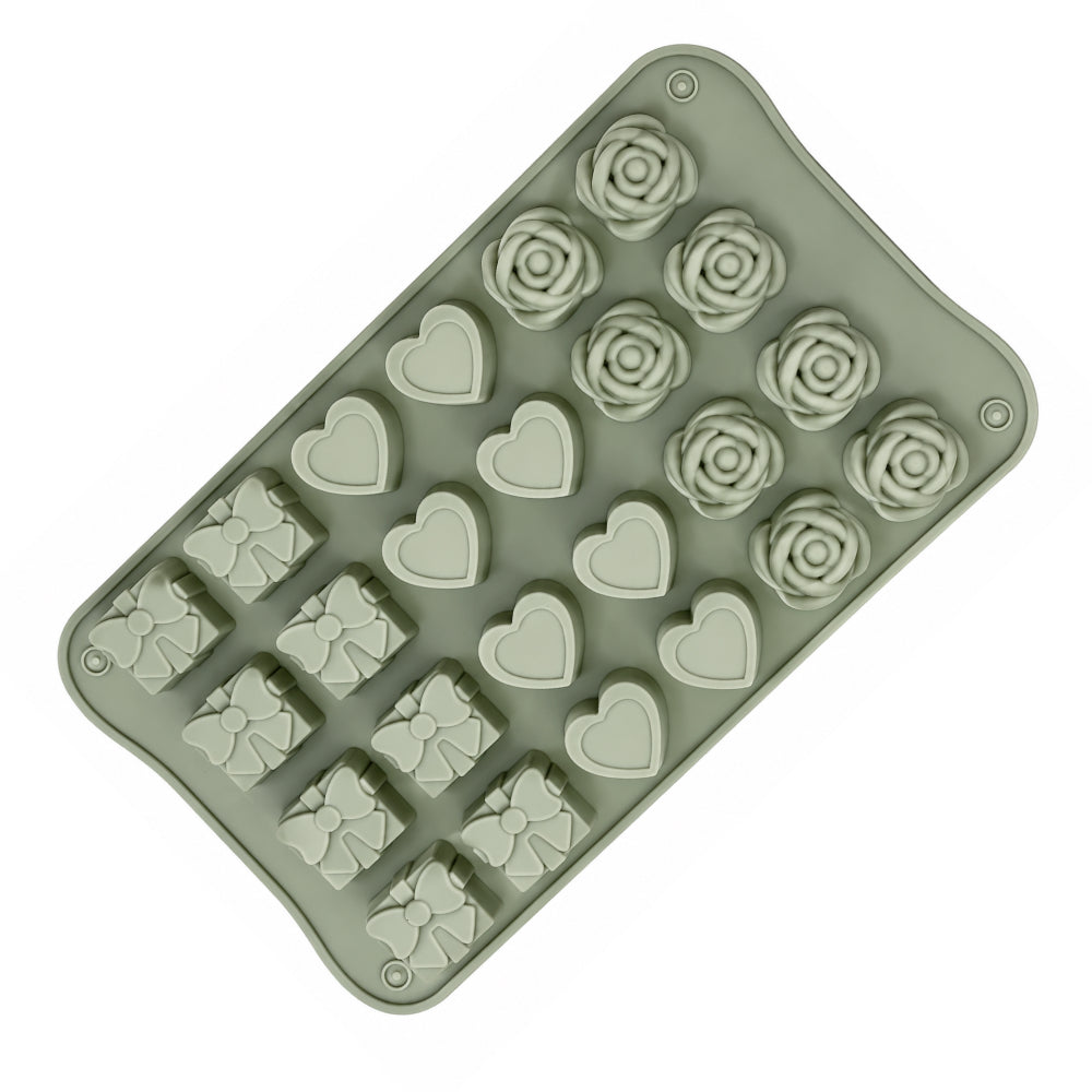 CM256 24-Cavity Silicone Chocolate Mold | Rose, Heart & Gift Shape Chocolate Mould | Food Grade Non-Stick