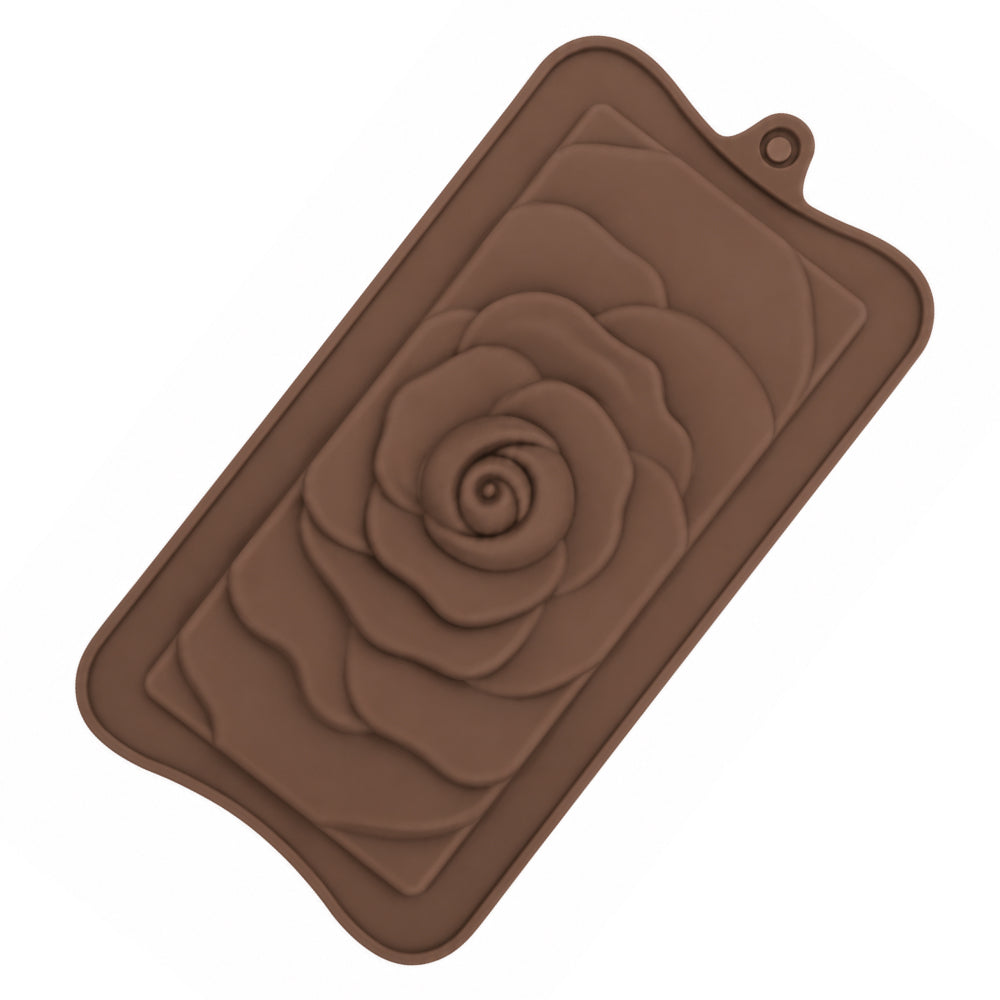 CM259 Rose Flower Chocolate Bar Silicone Mold | Floral Chocolate Slab Mold