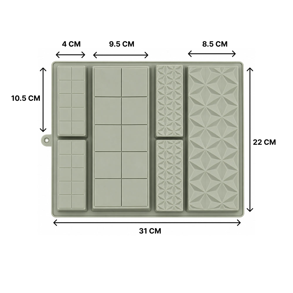 CM270 6-in-1 Chocolate Bar Silicone Mold Set | Assorted Chocolate Bar Mold