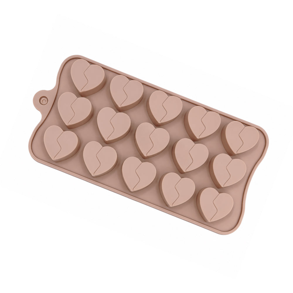 CM265 15-Cavity Broken Heart Silicone Mold | Heart Chocolate & Candy Mold