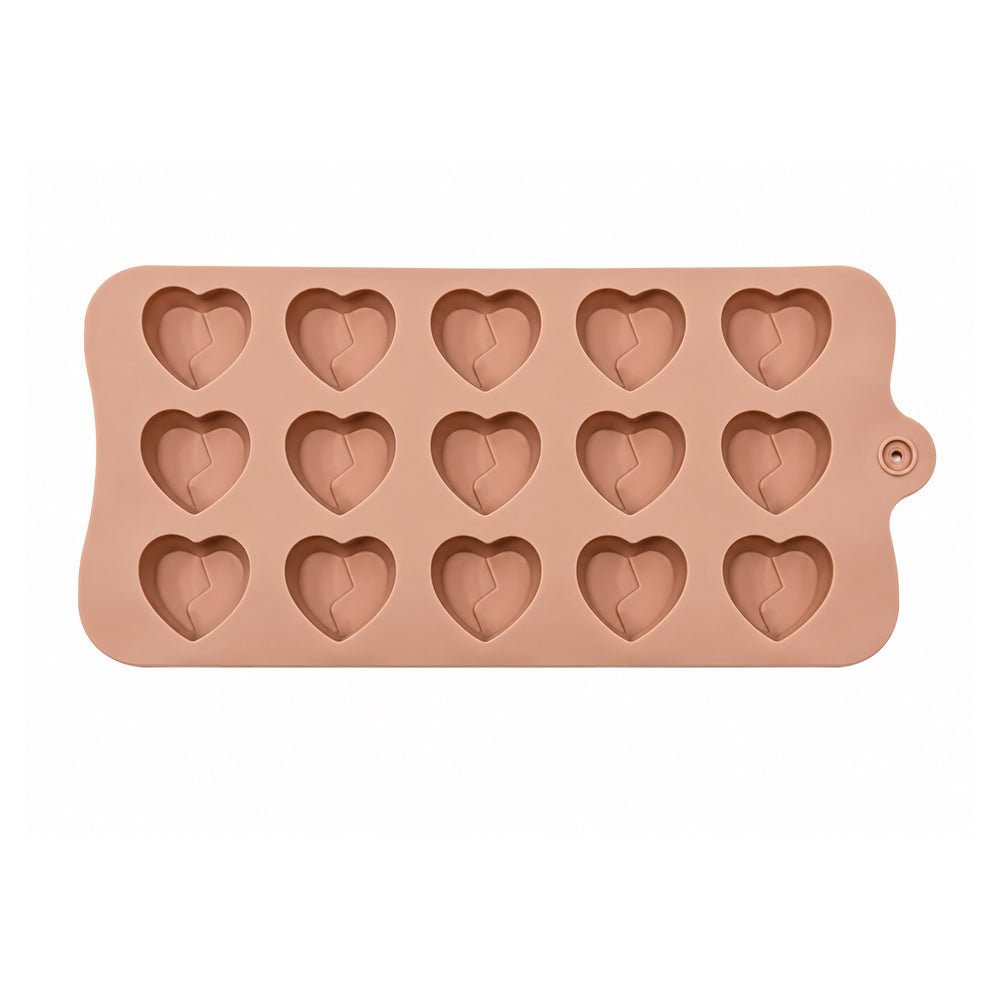 CM265 15-Cavity Broken Heart Silicone Mold | Heart Chocolate & Candy Mold