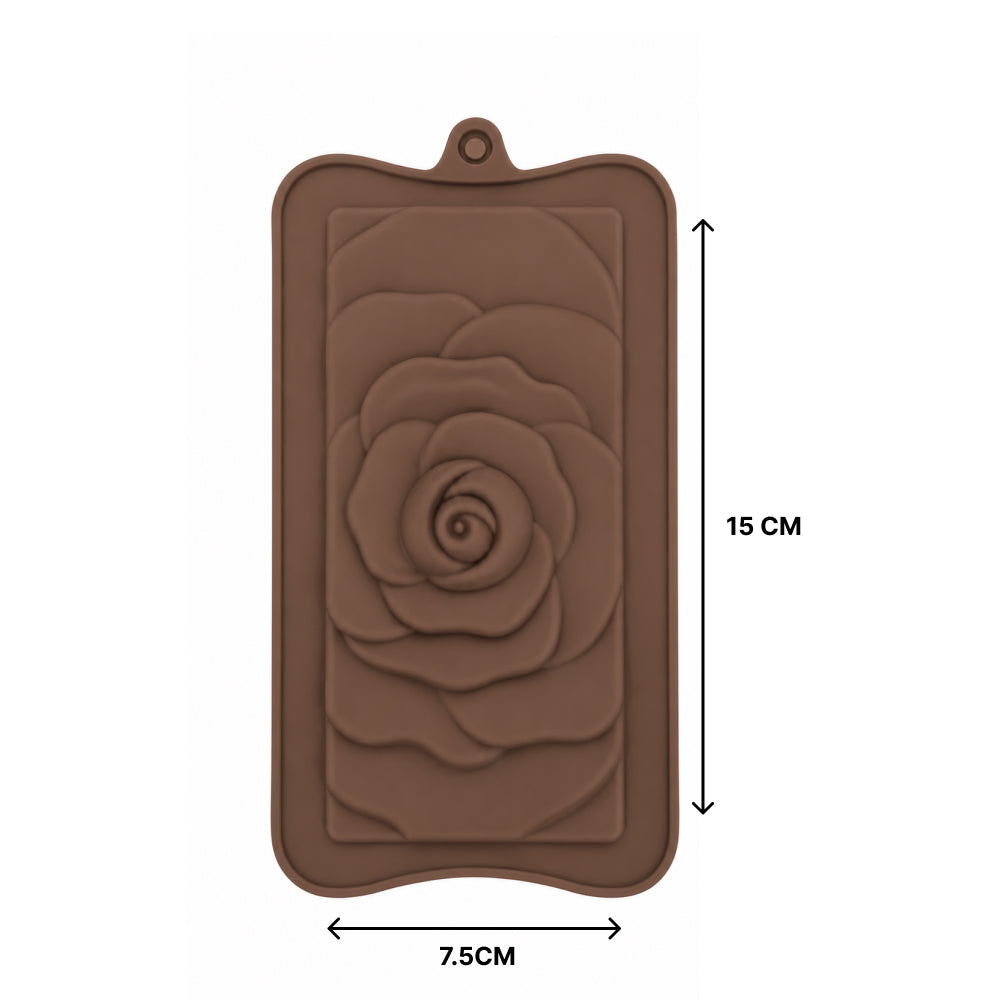 CM259 Rose Flower Chocolate Bar Silicone Mold | Floral Chocolate Slab Mold