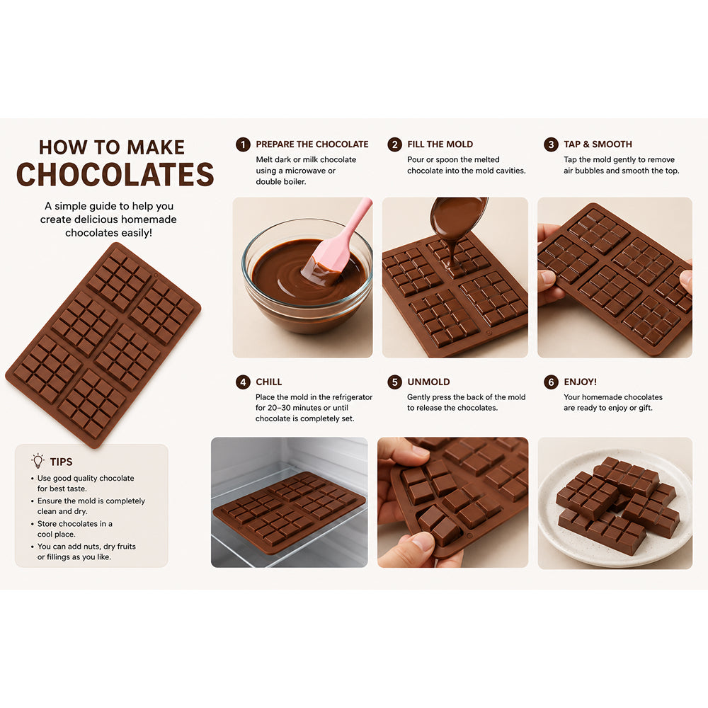 CM253 Mini Chocolate Bar Silicone Mold | 6 Cavity Chocolate Tablet Mold