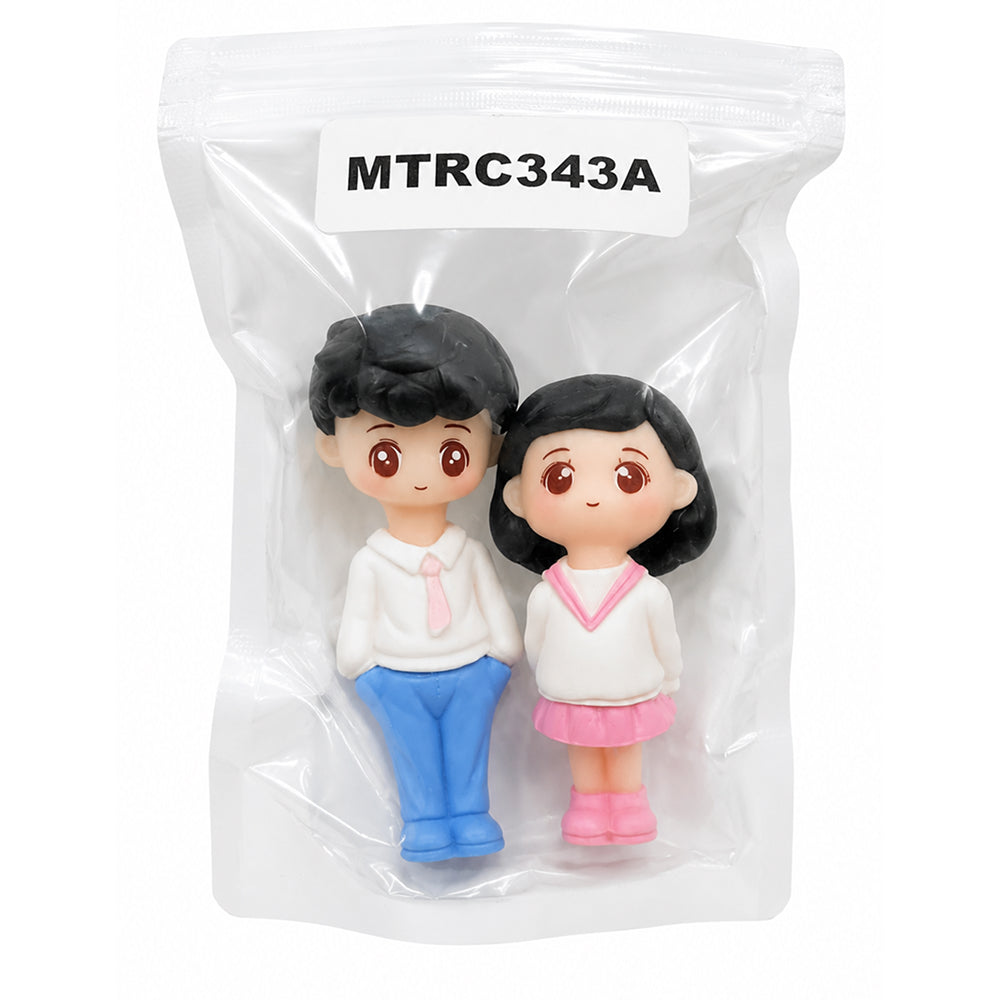 MTRC343A Cute School Uniform Couple Miniature Cake Topper Set | Boy & Girl Figurines