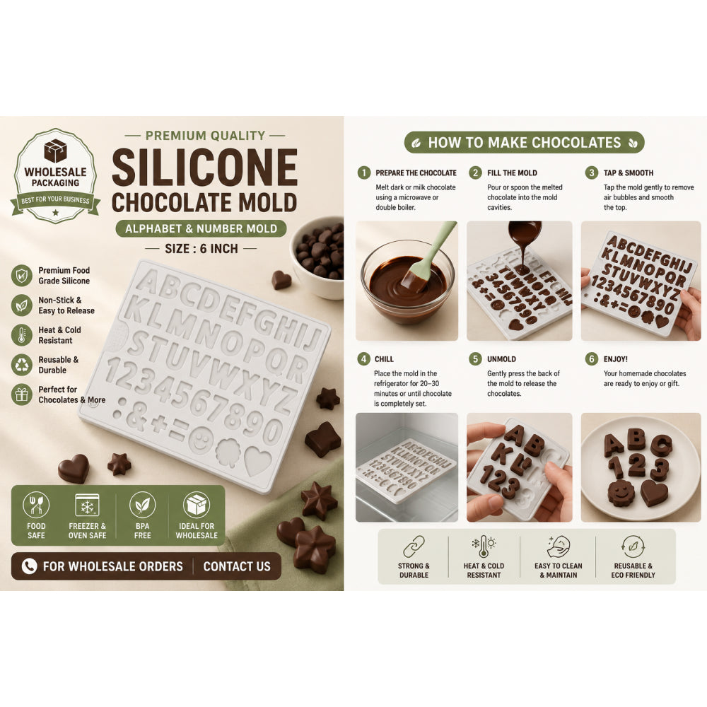 CM279 Alphabet & Number Silicone Mold | Letter, Number & Symbol Chocolate Mold | MOQ 20 Pieces