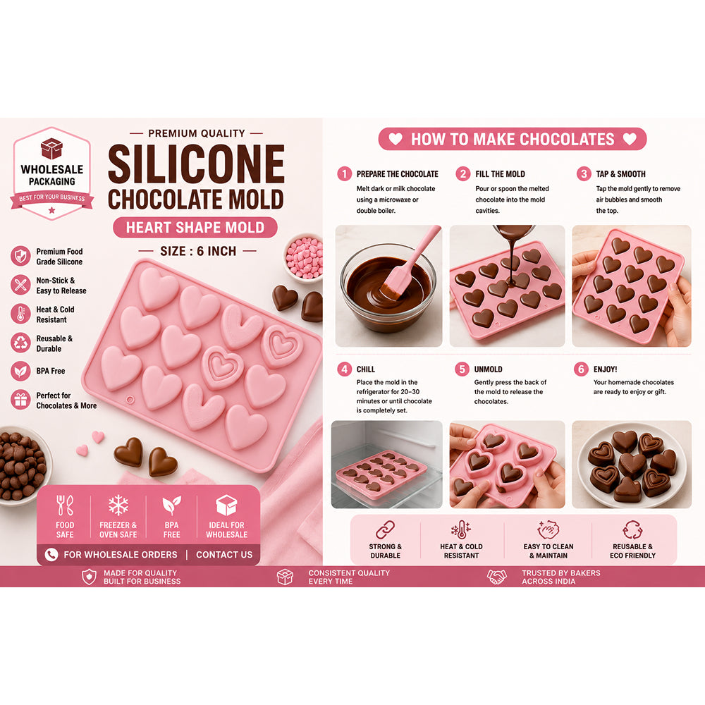 CM280 Heart Shape Silicone Mold | Multi Design Heart Chocolate & Dessert Mold