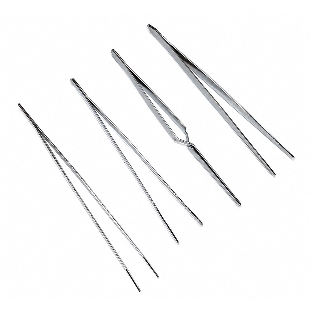 BT005B 4-Piece Precision Stainless Steel Tweezers Set | Multi-Purpose Craft & DIY Tweezers