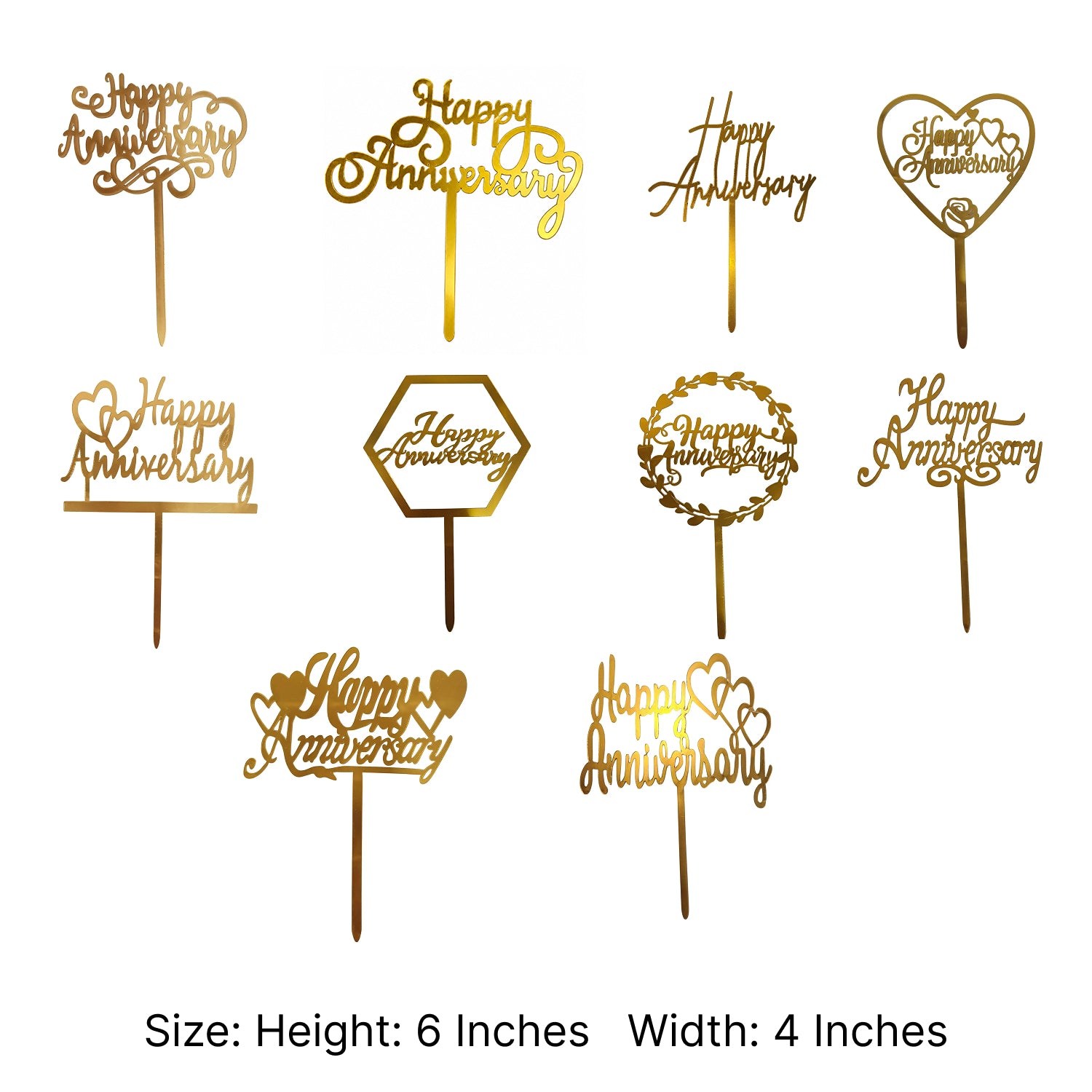 TPR118A Mixed Design Happy Anniversary Acrylic Cake Topper | Assorted Designs