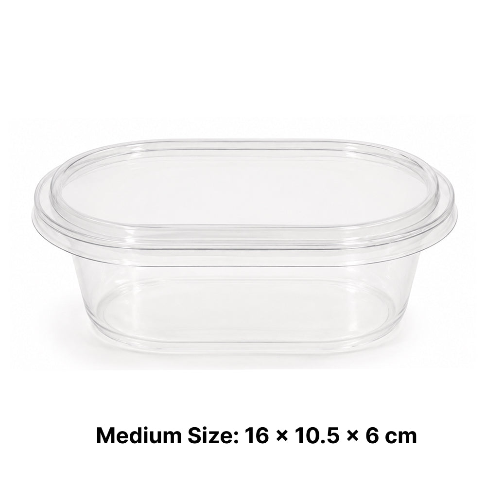 CL092 Rectangular PVC Dessert Container with Lid – 2 Sizes Available | Pack of 10