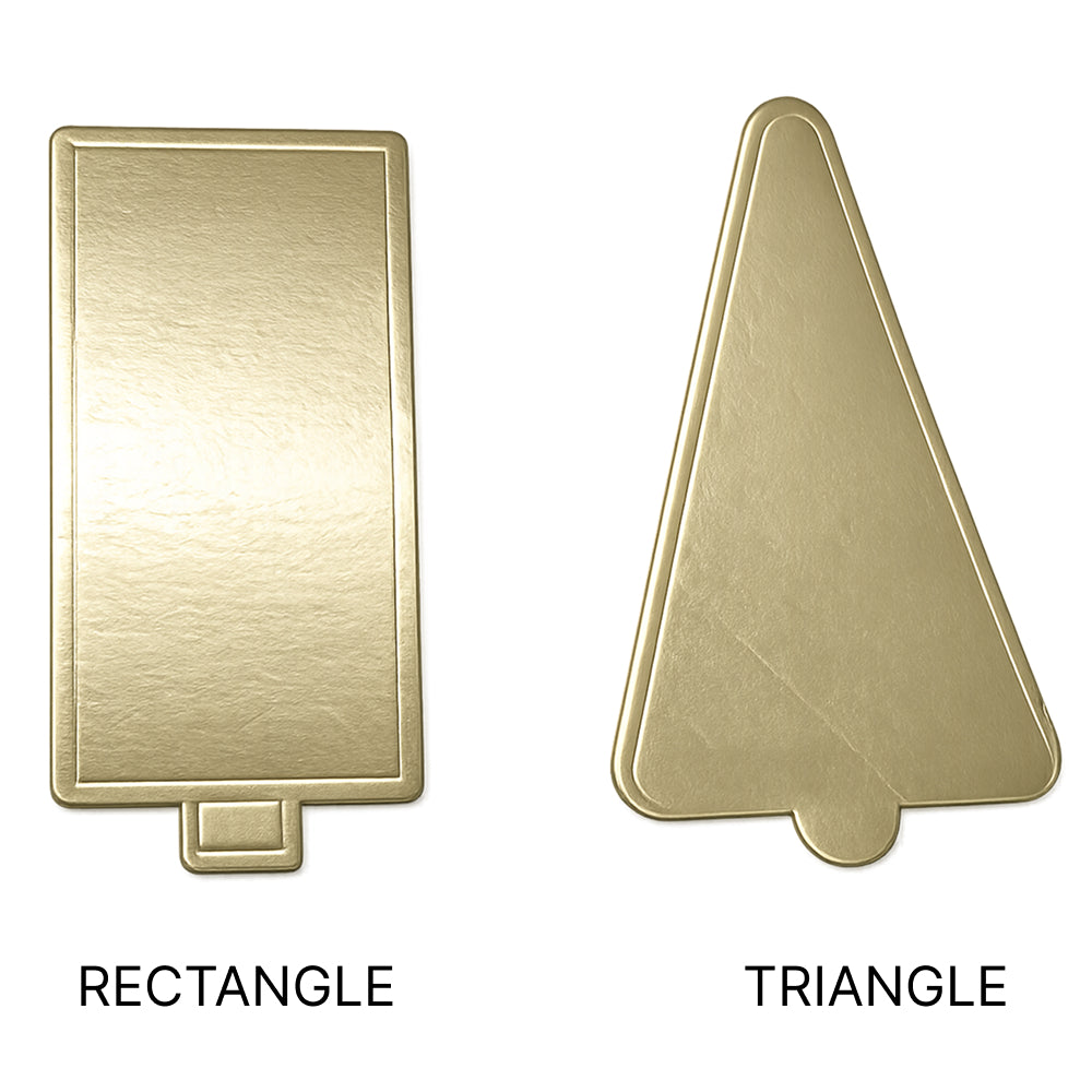 BT307 Gold Pastry Base Board – Rectangle & Triangle – Premium Pastry Cake Base – Bundle Pack of 50