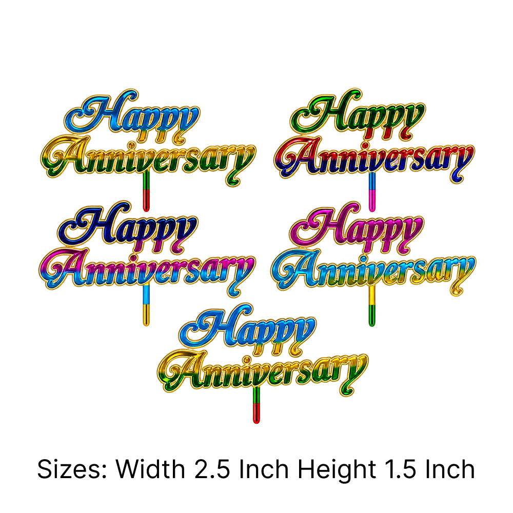 TPR025 Acrylic Happy Anniversary Cake Topper – Pack of 100 Pcs