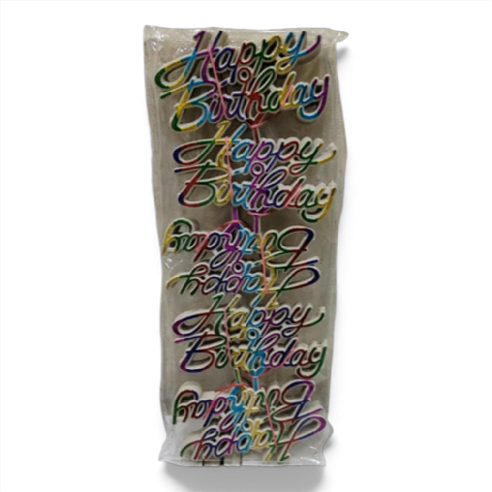 TPR026B Acrylic Happy Birthday Cake Topper – Rainbow Metallic | Pack of 50 Pcs 4 x 2 Inch