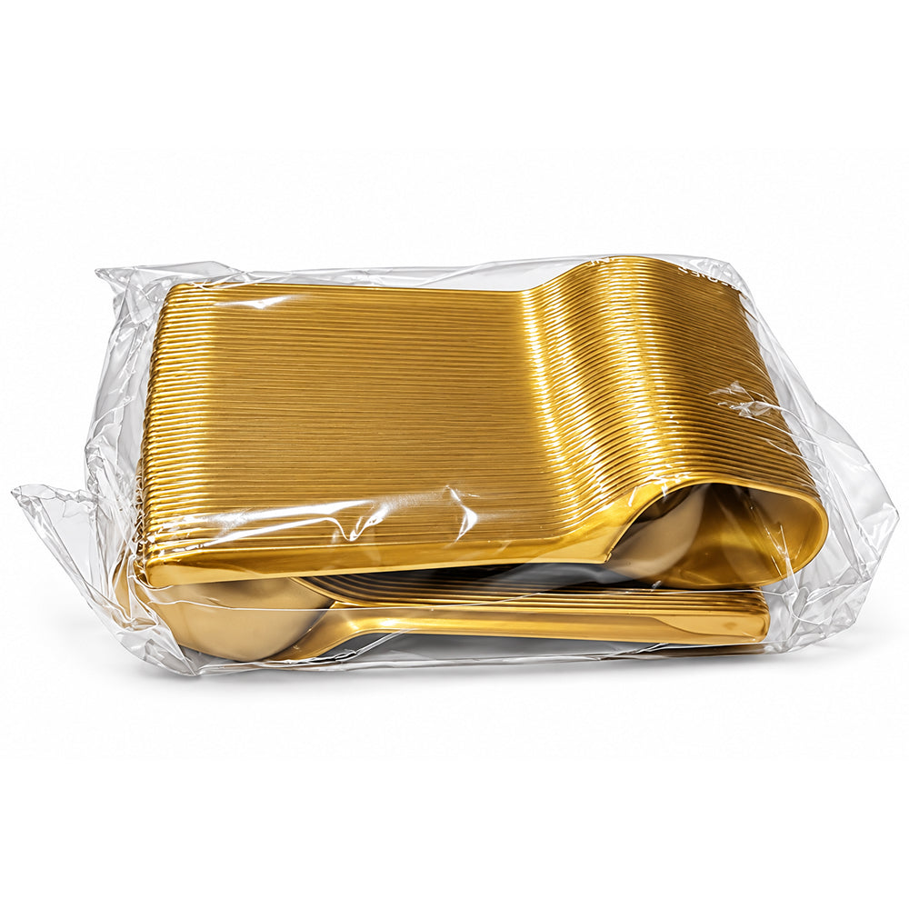 BPP019 Premium Gold Plastic Disposable Spoons Pack of 100