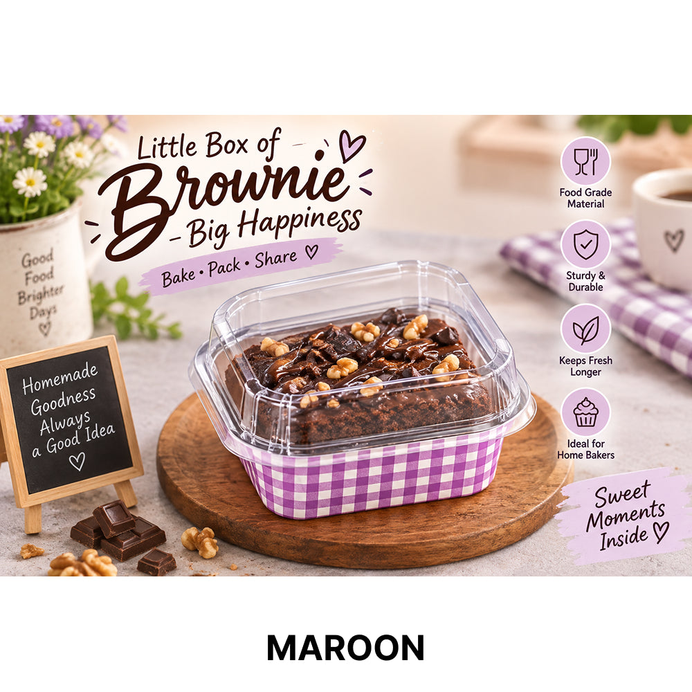 CL109 150 ML Disposable Square Aluminium Foil Dessert Container with Transparent Lid | Pack of 10