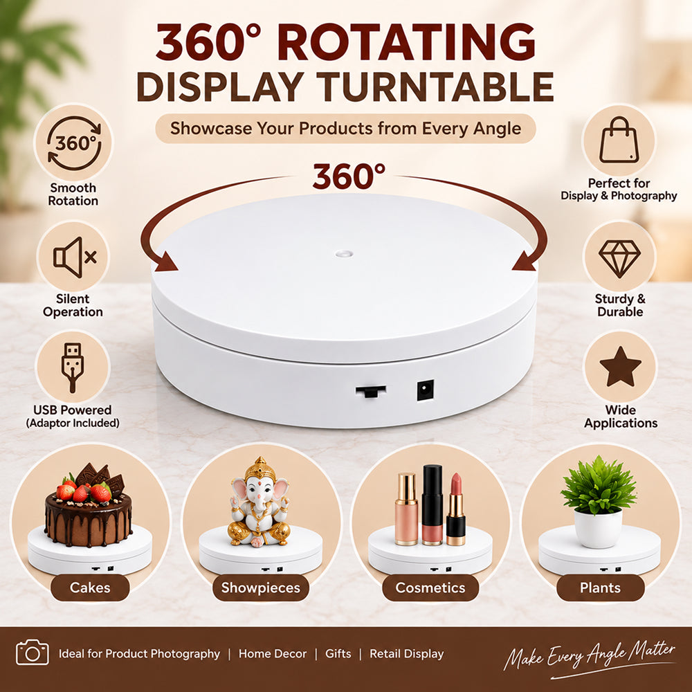 BT215C 6 Inch 360° Electric Rotating Turntable Display Stand, 2–4 RPM, 5 KG Load Capacity