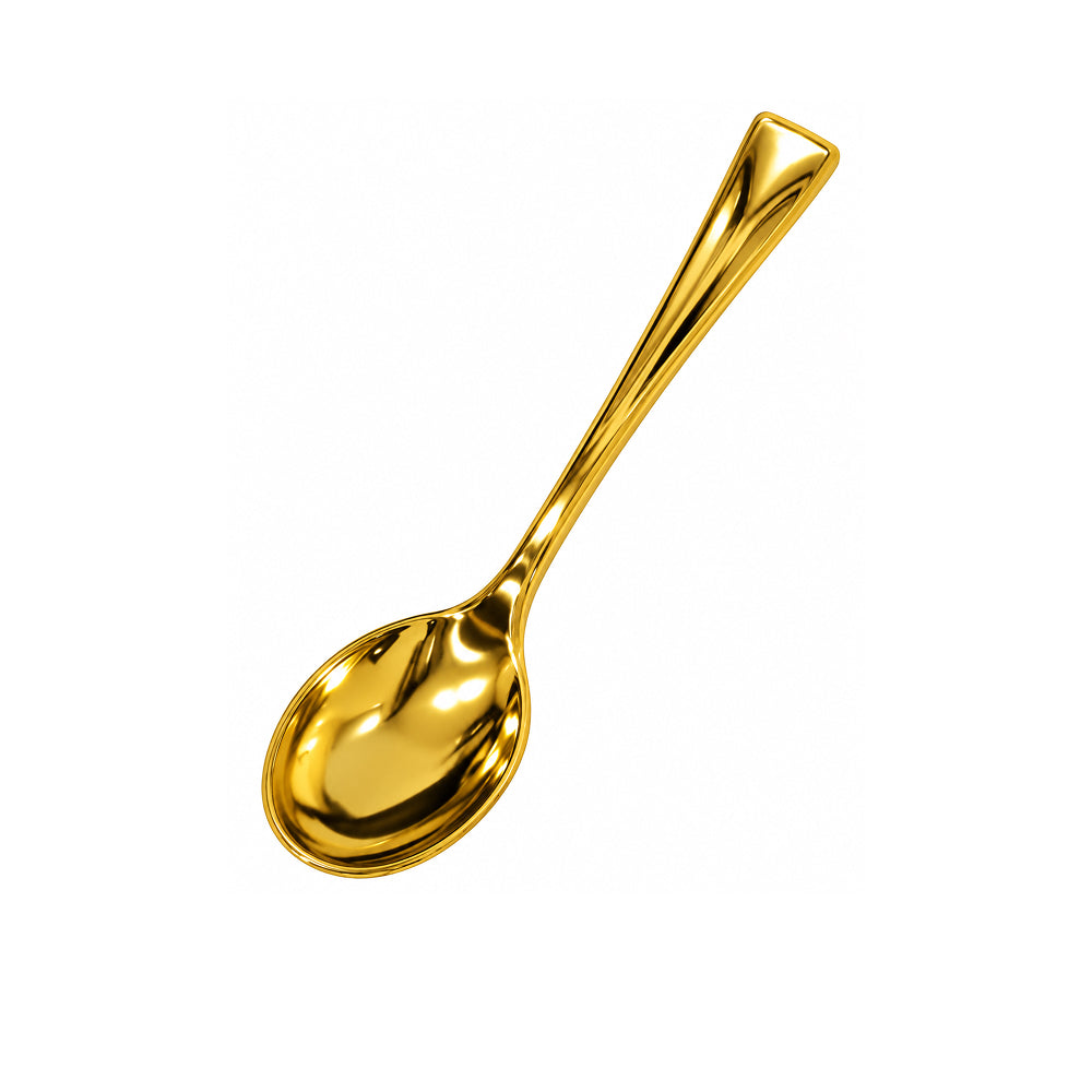 BT313 Premium Heavy Quality Golden Plastic Dessert Spoon Pack of 50 Pcs