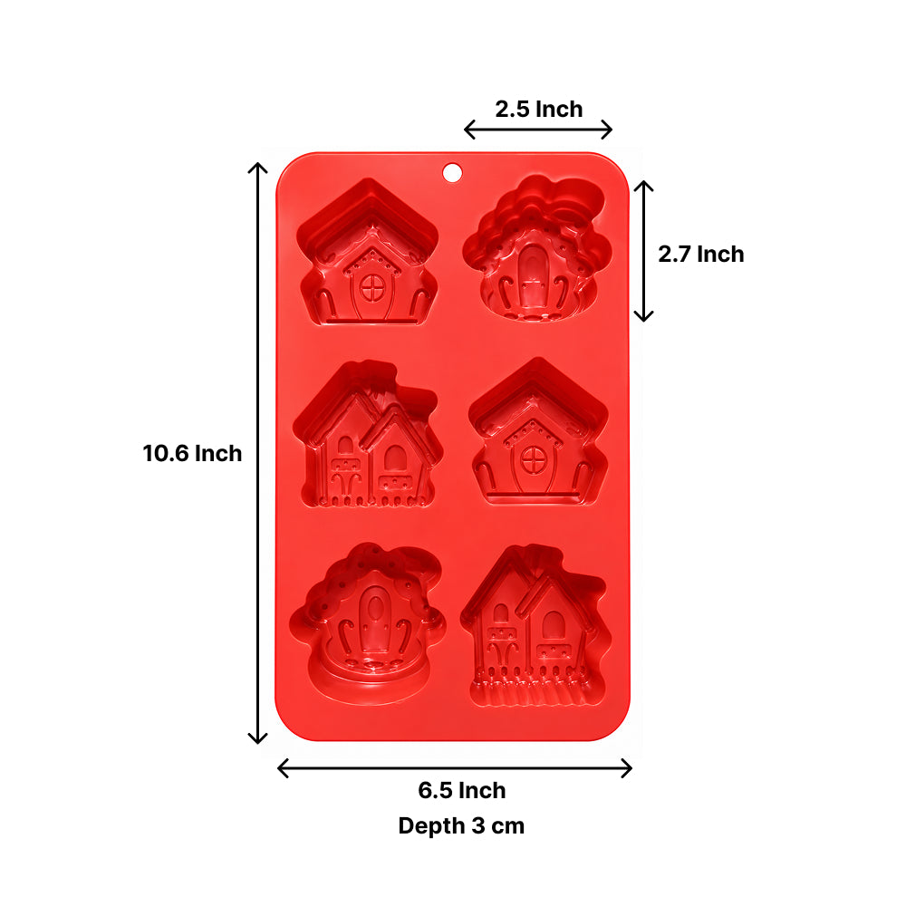 CM287 6 Cavity Gingerbread House Silicone Chocolate & Cake Mould
