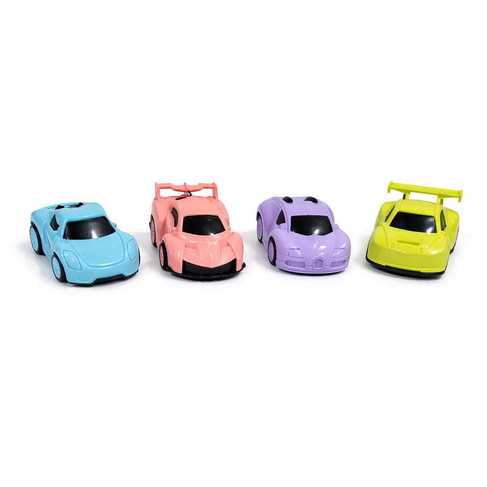 Mini Moving Car Cake Topper Set – 4 in 1 Toy Vehicle Pack (Plastic) | CTT073
