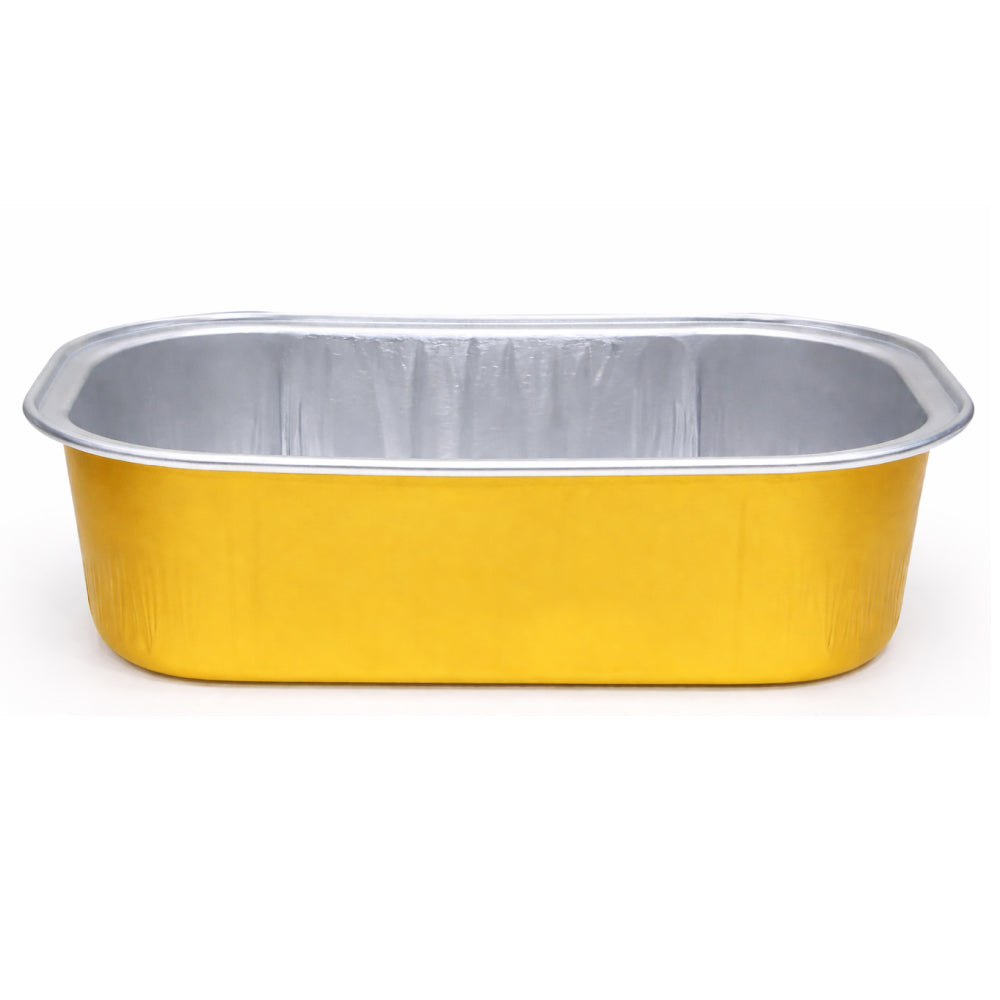 168ml Rounded Rectangular Oval Foil Container with Lid 10 Pieces Pack – Golden Bake N Serve Cups CL088