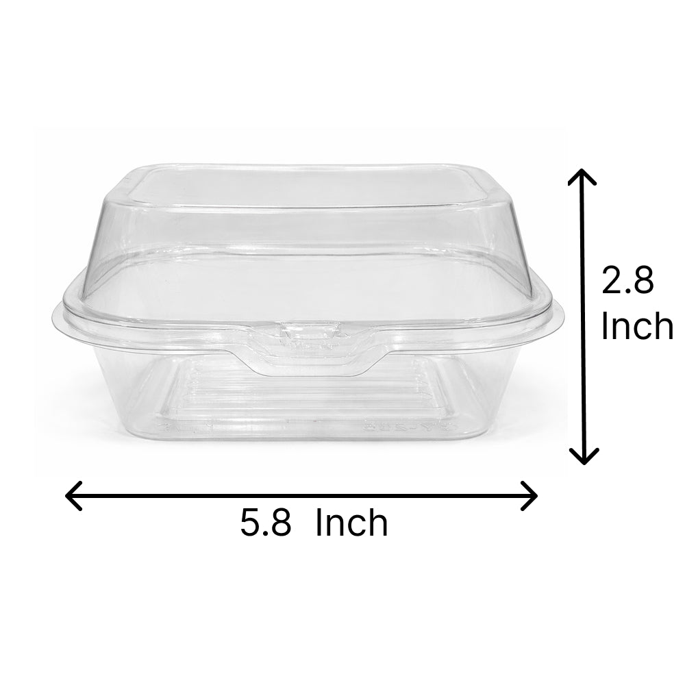 Square PVC Container with Lid 10 Pieces Pack – 5.8 Inch Clear Food Box CL089