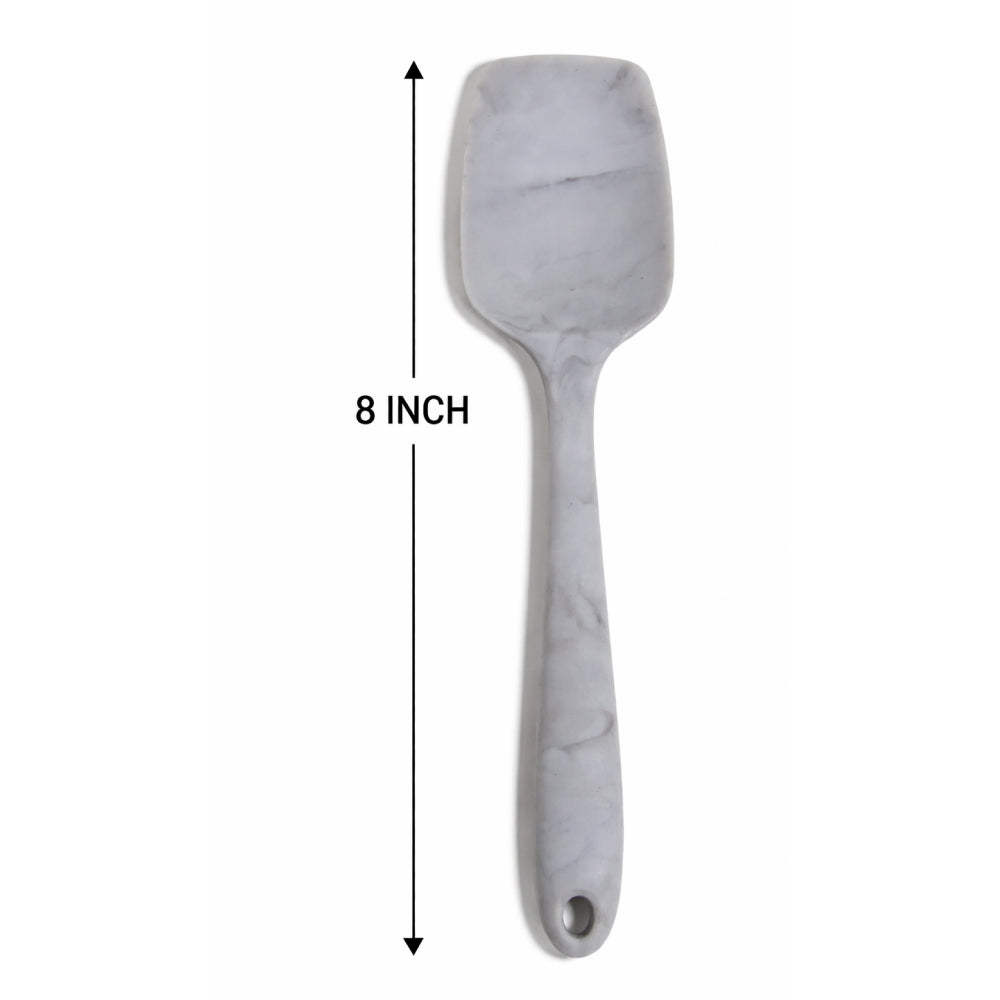 Gray spatula with measurement label on a white background