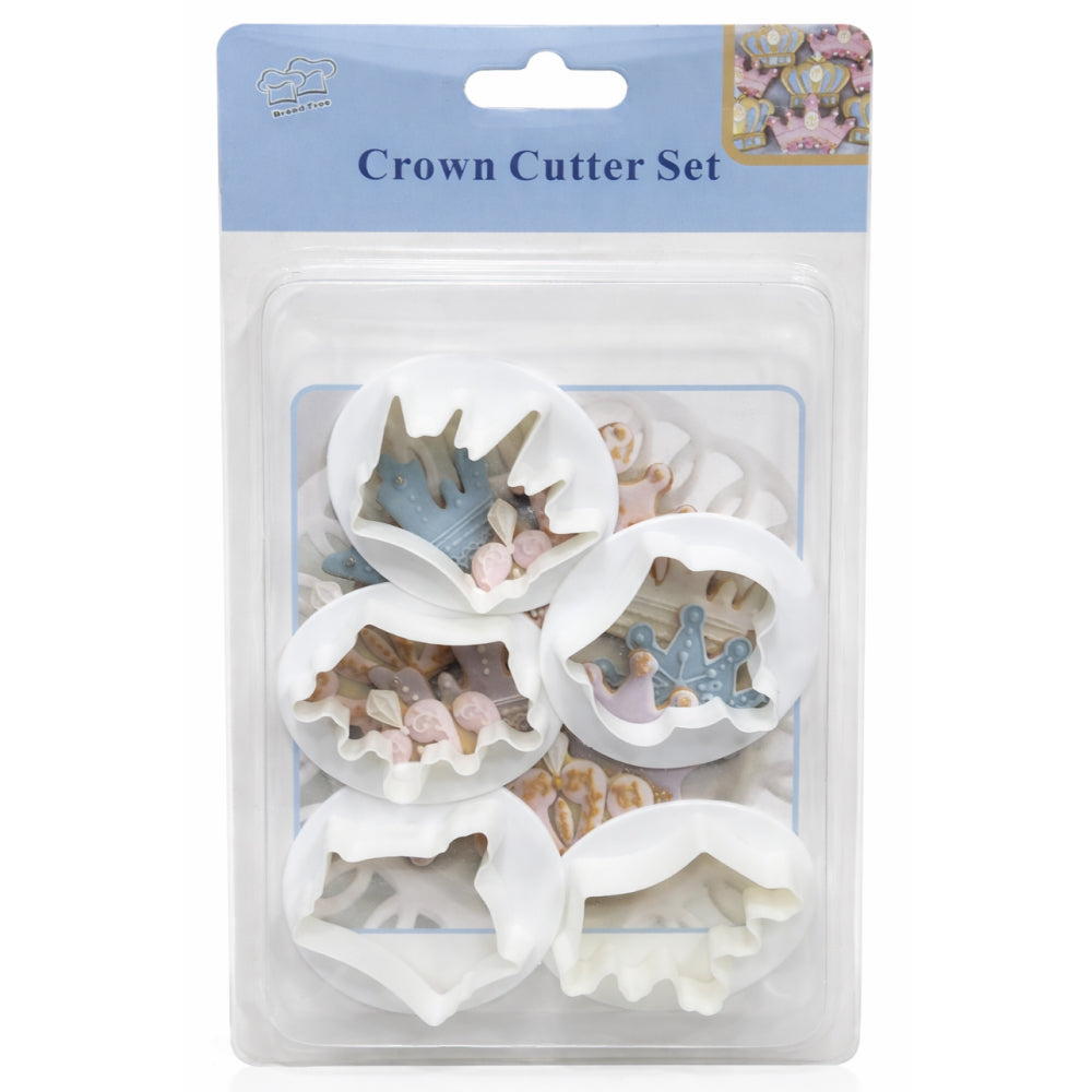 Crown-shaped cookie cutters in packaging with brand label