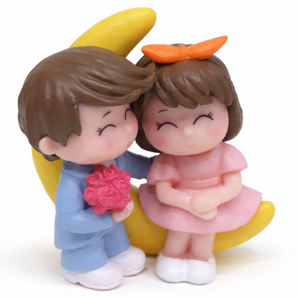 Cute Couple on Moon Cake Topper Figurines – Romantic Cartoon Couple Set | MTRC179A