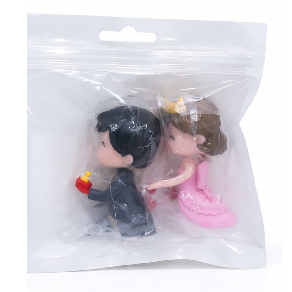 Cute Prince & Princess Cake Topper Figurines – Crown Bride & Baby Bottle Groom Set | MTRC216